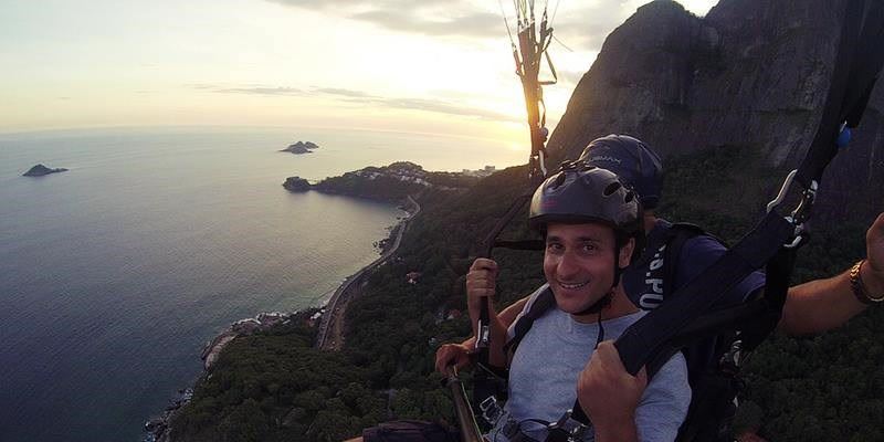 Paragliding over the ocean in Rio